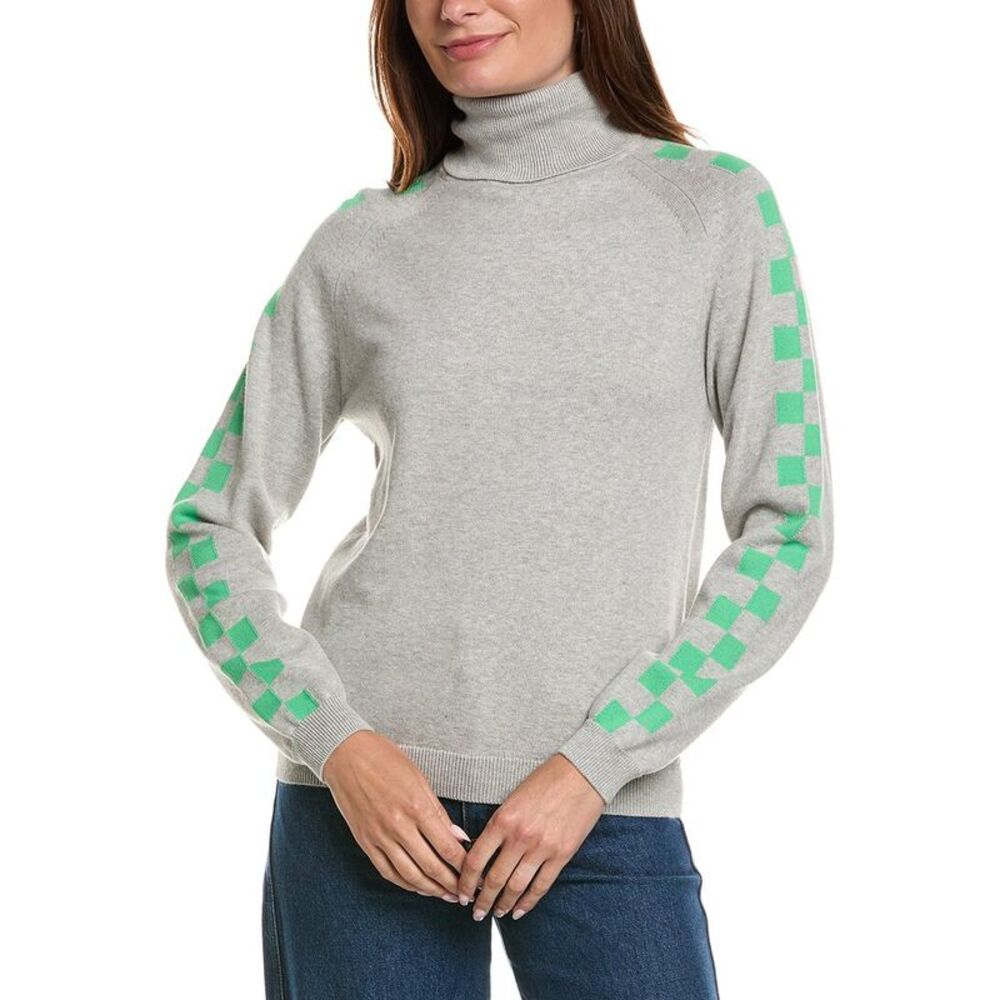 Wispr Womens  Chelsea Checkered Sweater, Grey